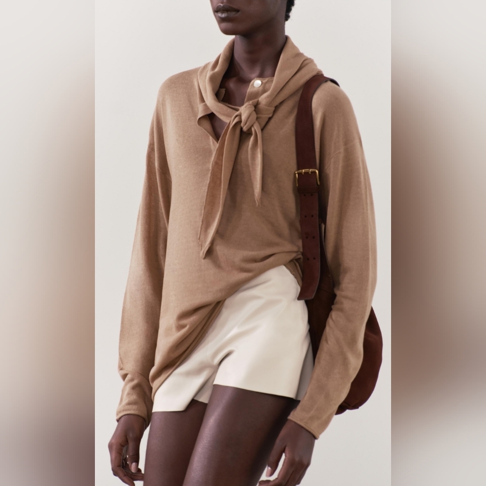 Elegant Tan Women's Sweater - Picture 4 of 9